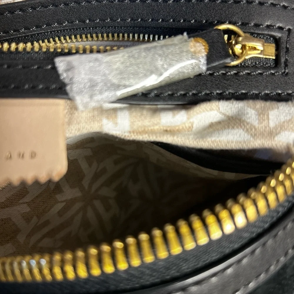 India Hicks Black Suede & Leather Hobo Style Handbag 